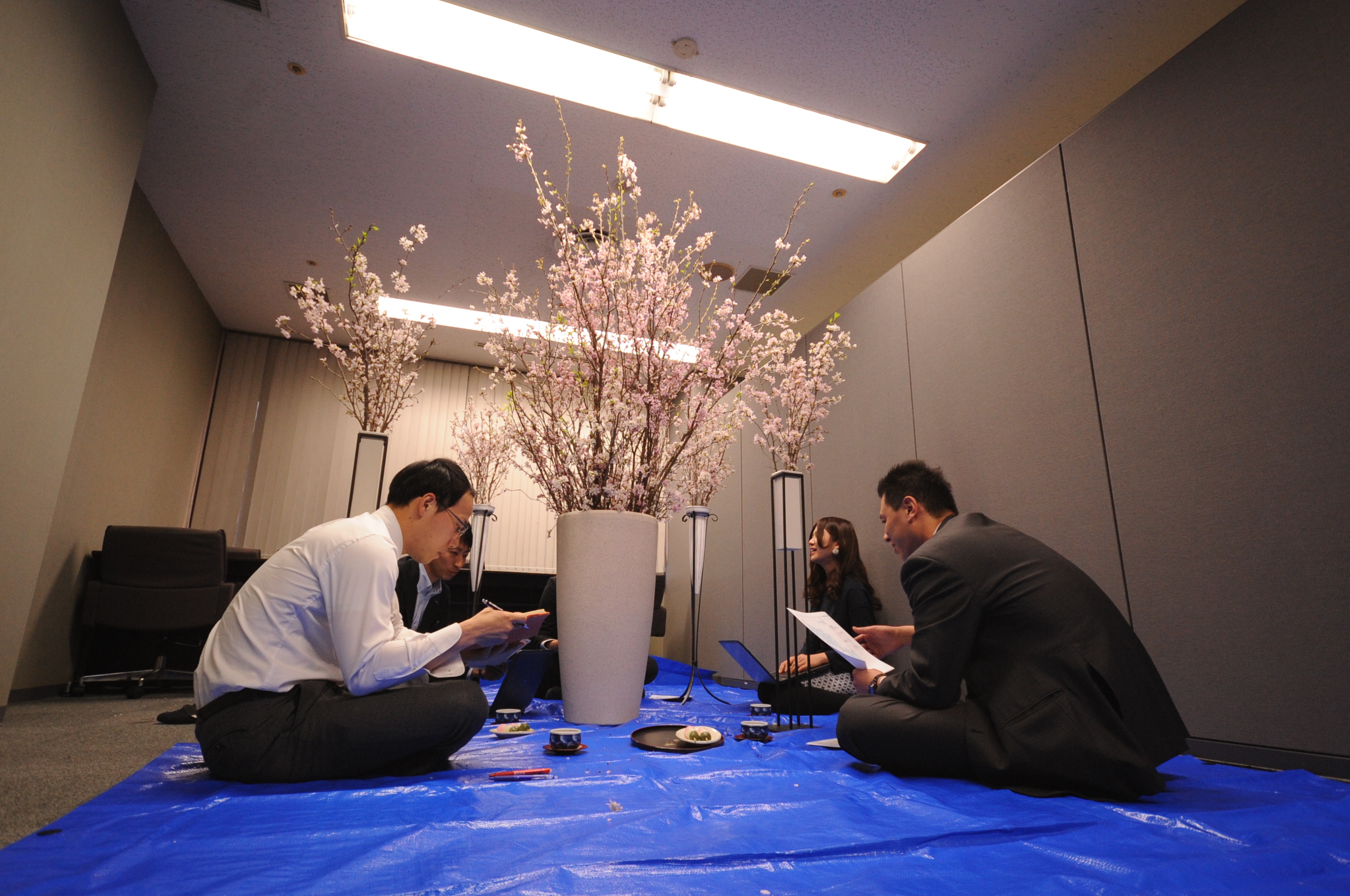 会議のイメージ(ブルーシート利用)