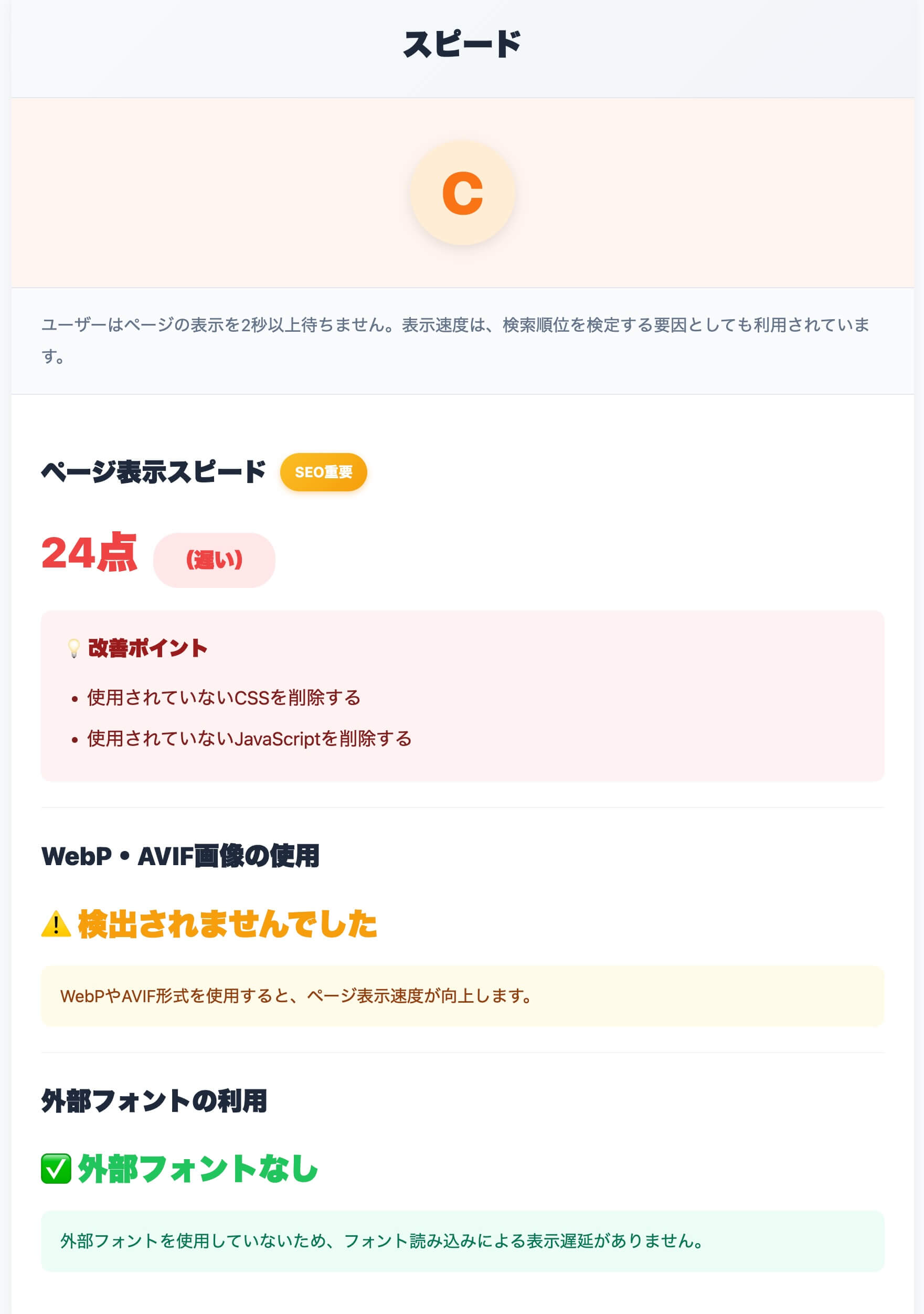 スピードの診断結果