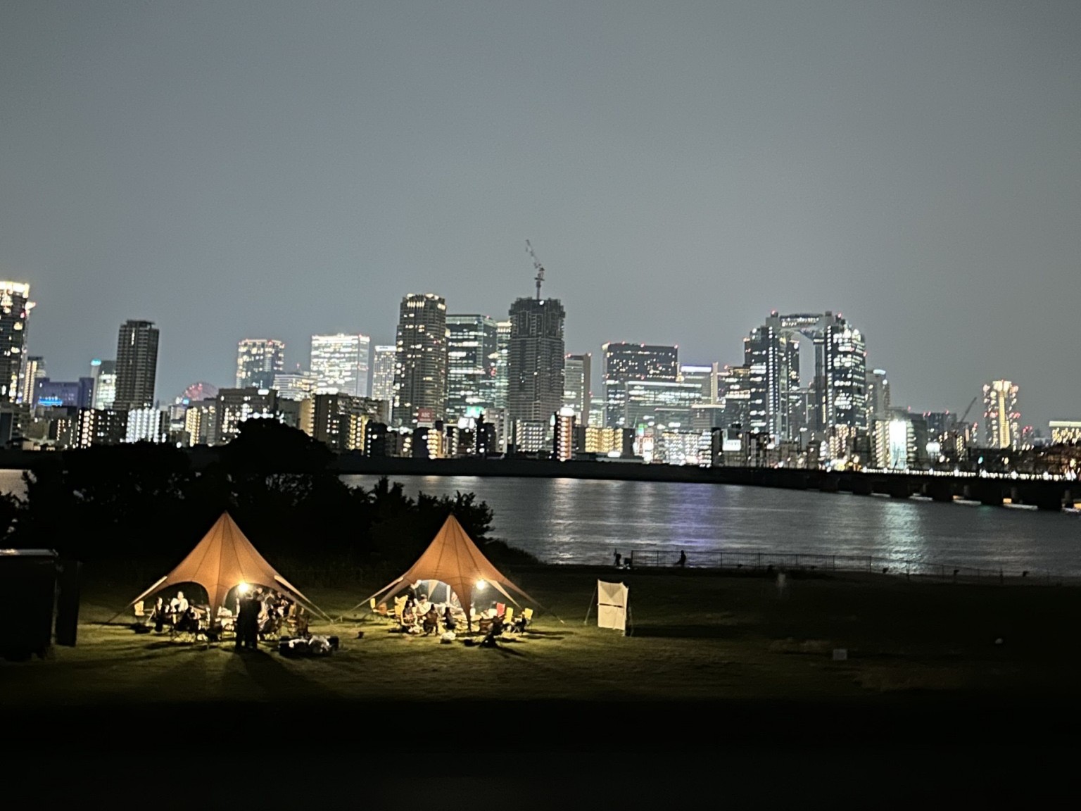 対岸のダイナミックな夜景