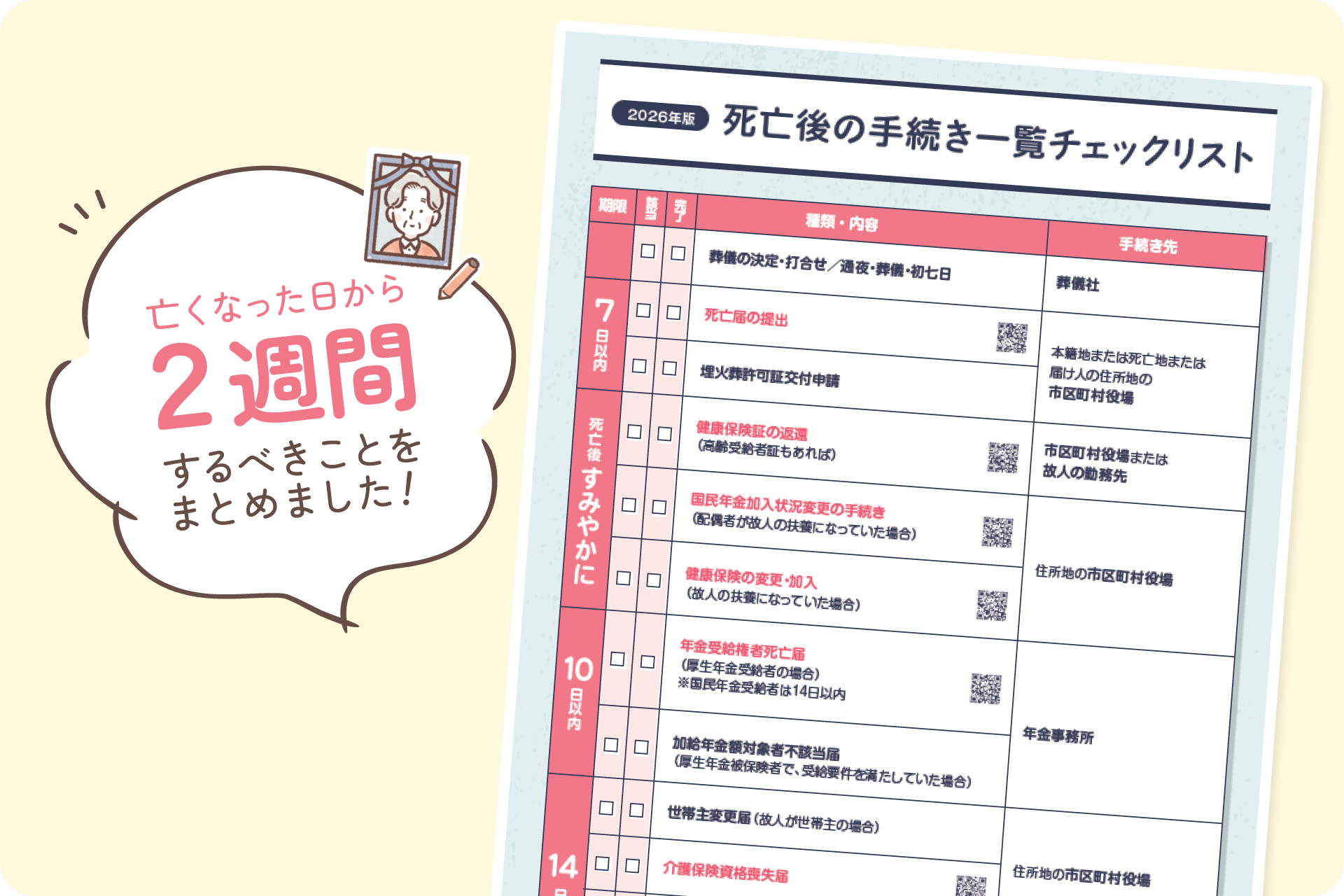 死亡後の手続き一覧チェックリスト